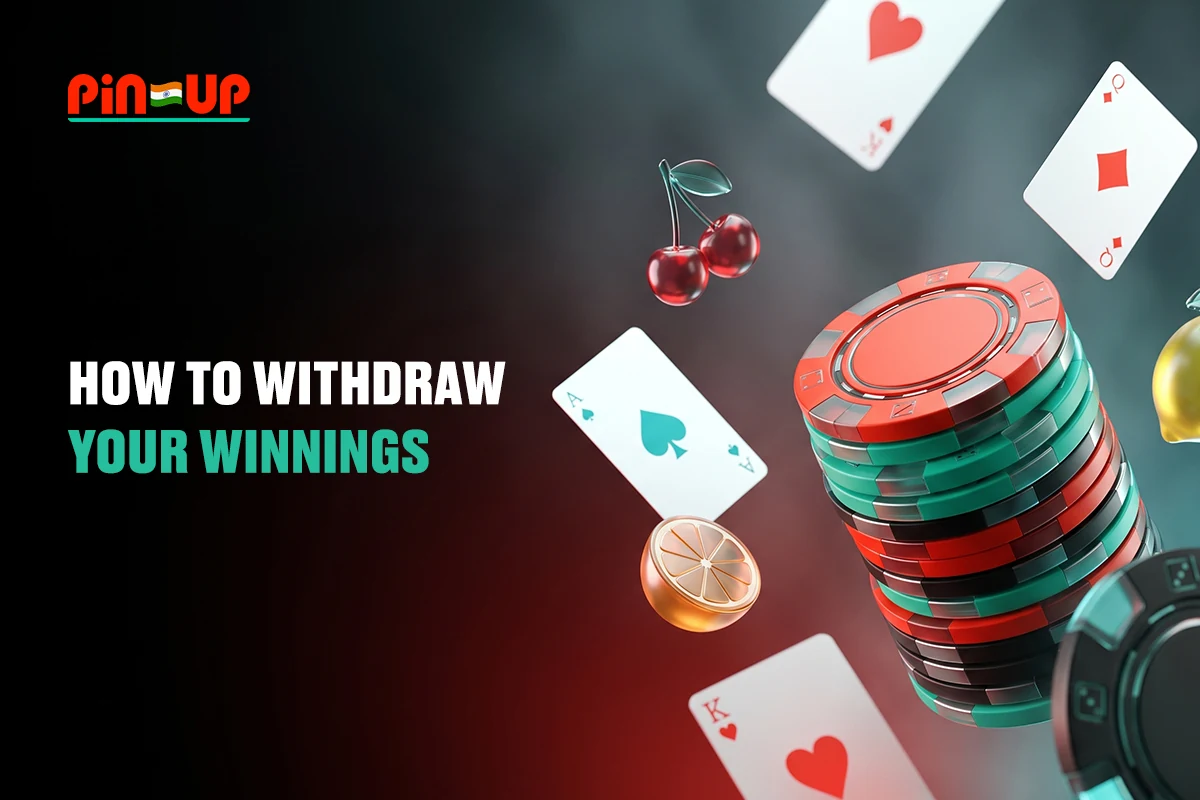 Casino chips, cards, and fruits for withdrawing winnings